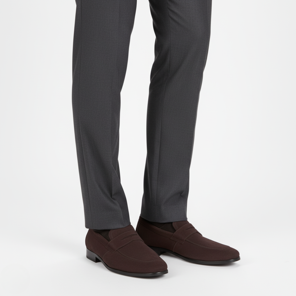 Brown Suede Penny Loafers for Men - Classic Slip-On Design for Casual and Formal Wear