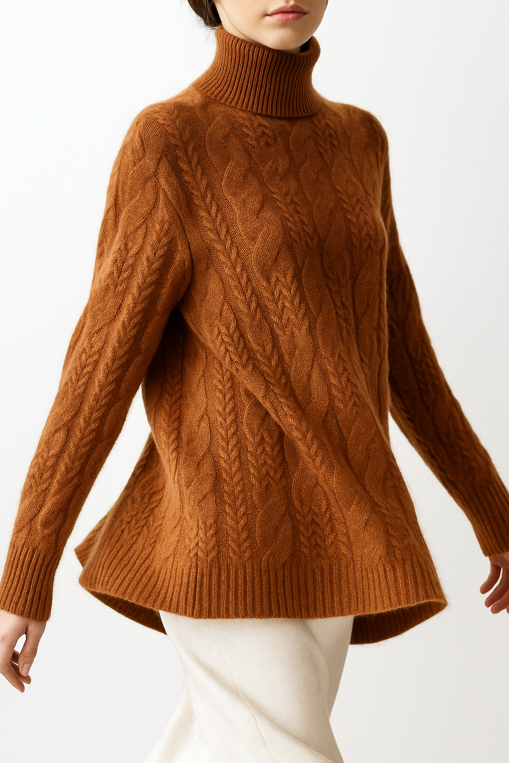 Cable Knit Sweater in Soft Wool Blend for Cozy Casual Wear - Perfect for Fall and Winter Seasons