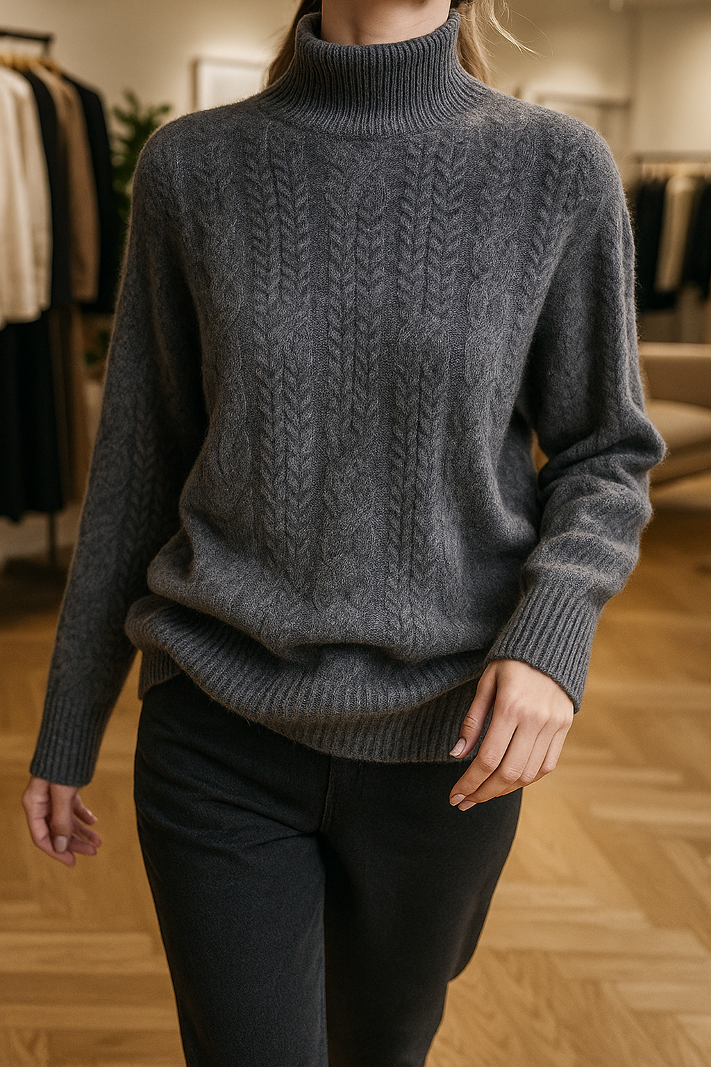 Cable Knit Sweater in Soft Wool Blend for Cozy Casual Wear - Perfect for Fall and Winter Seasons