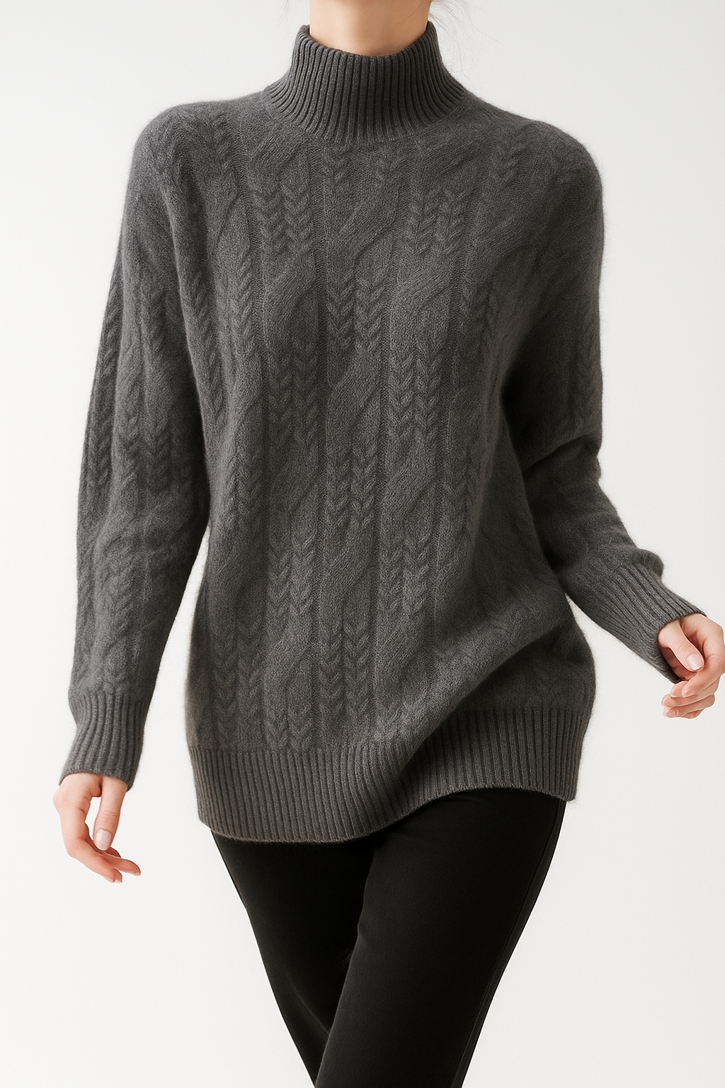 Cable Knit Sweater in Soft Wool Blend for Cozy Casual Wear - Perfect for Fall and Winter Seasons