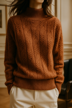 Cable Knit Sweater in Soft Wool Blend for Cozy Casual Wear - Perfect for Fall and Winter Seasons