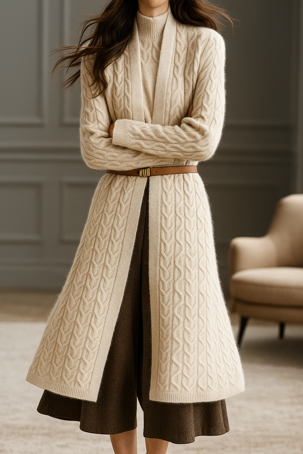 Cardigan Sweater - Soft Knit Fabric - Casual Open Front Design - Women's Outerwear