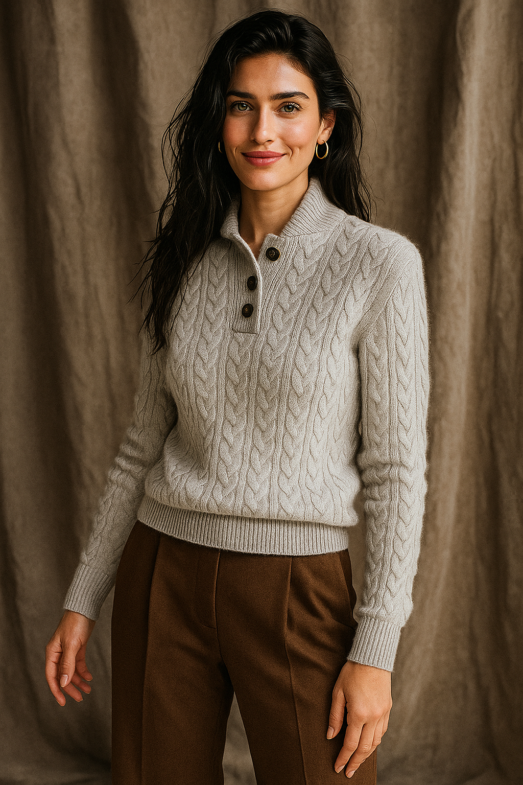 Cashmere Button-Up Sweater for Women - Soft, Lightweight Knitwear for Casual and Formal Wear