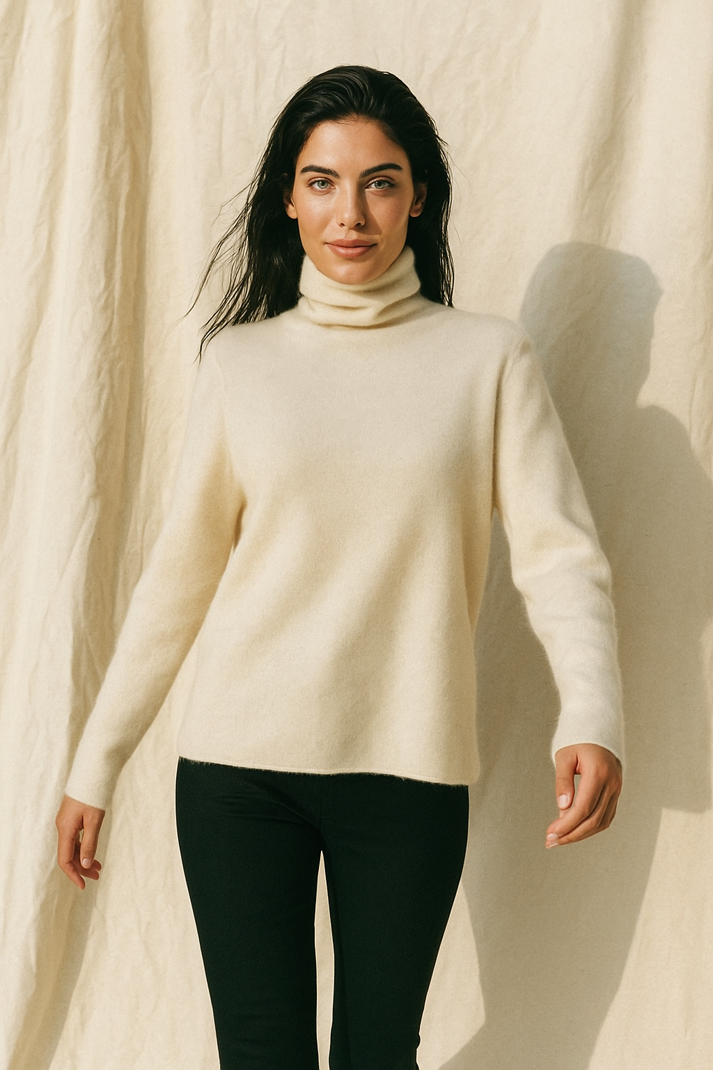 Cashmere Turtleneck Sweater for Women - Soft Warm Knit Pullover for Casual or Office Wear