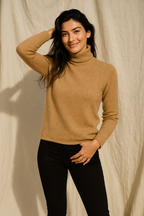 Cashmere Turtleneck Sweater for Women - Soft Warm Knit Pullover for Casual or Office Wear