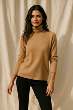 Cashmere Turtleneck Sweater for Women - Soft Warm Knit Pullover for Casual or Office Wear