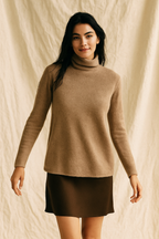 Cashmere Turtleneck Sweater for Women - Soft Warm Knit Pullover for Casual or Office Wear