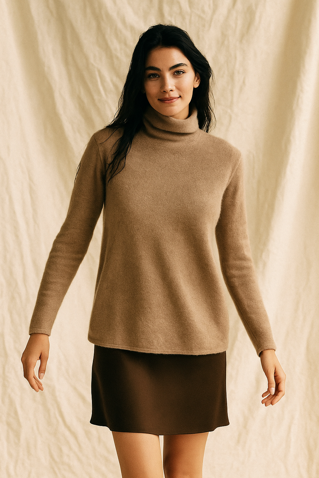 Cashmere Turtleneck Sweater for Women - Soft Warm Knit Pullover for Casual or Office Wear