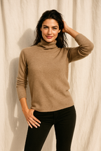 Cashmere Turtleneck Sweater for Women - Soft Warm Knit Pullover for Casual or Office Wear