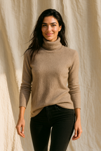 Cashmere Turtleneck Sweater for Women - Soft Warm Knit Pullover for Casual or Office Wear