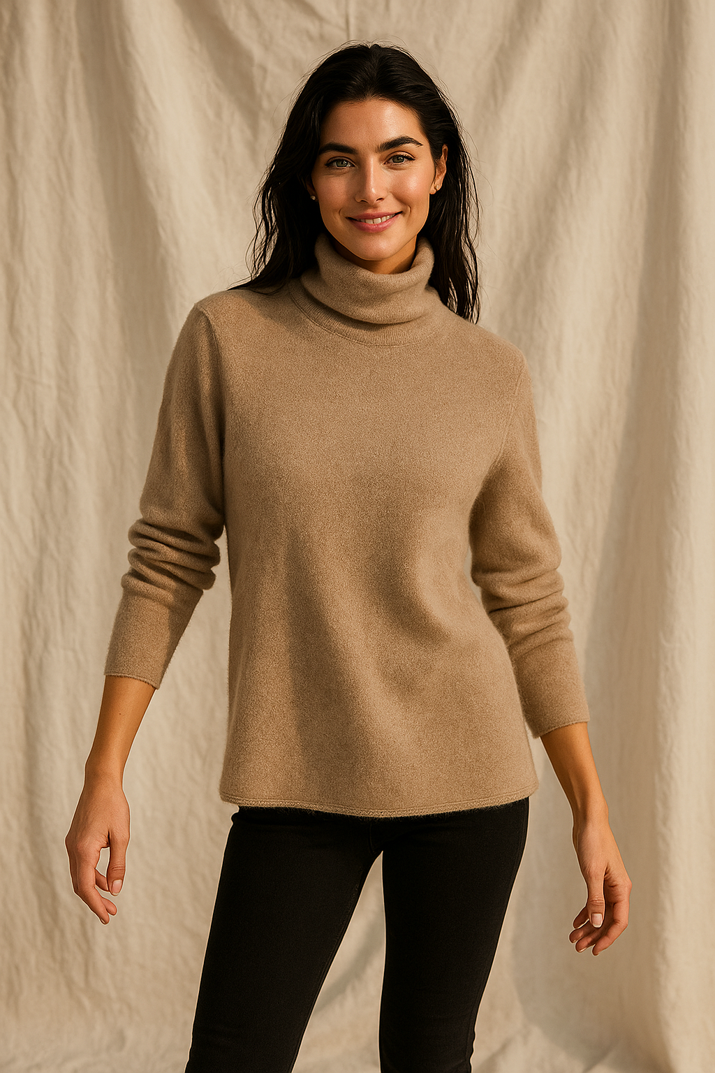 Cashmere Turtleneck Sweater for Women - Soft Warm Knit Pullover for Casual or Office Wear