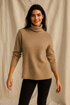 Cashmere Turtleneck Sweater for Women - Soft Warm Knit Pullover for Casual or Office Wear
