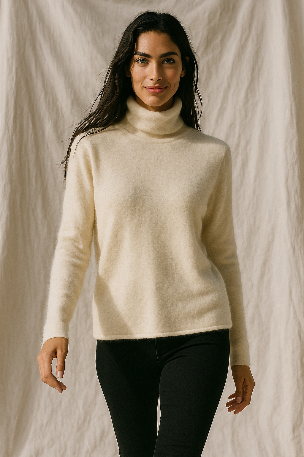 Cashmere Turtleneck Sweater for Women - Soft Warm Knit Pullover for Casual or Office Wear