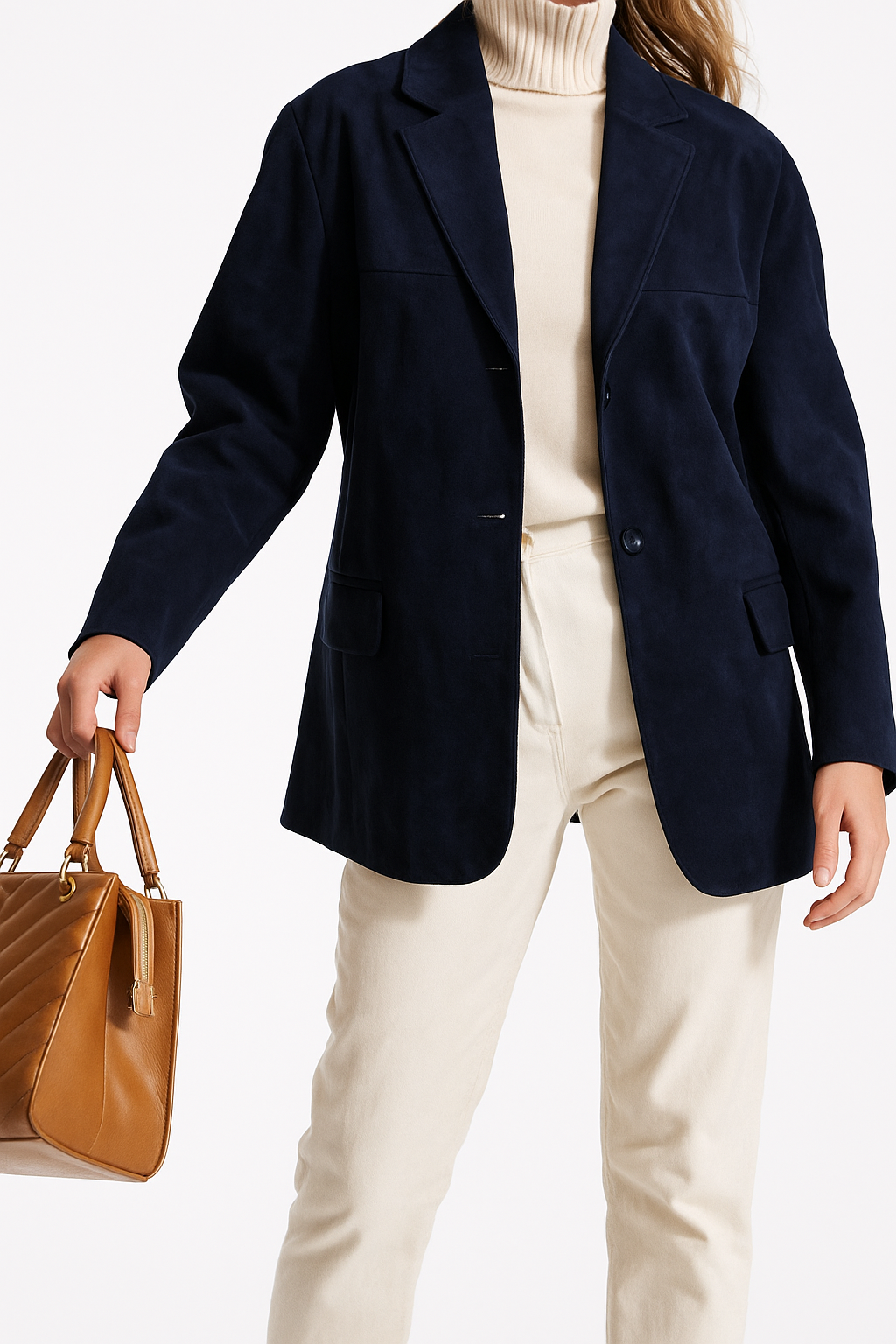 Classic Suede Blazer for Women - Elegant Parisian Style Jacket for Casual or Formal Wear