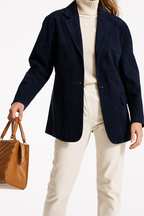 Classic Suede Blazer for Women - Elegant Parisian Style Jacket for Casual or Formal Wear