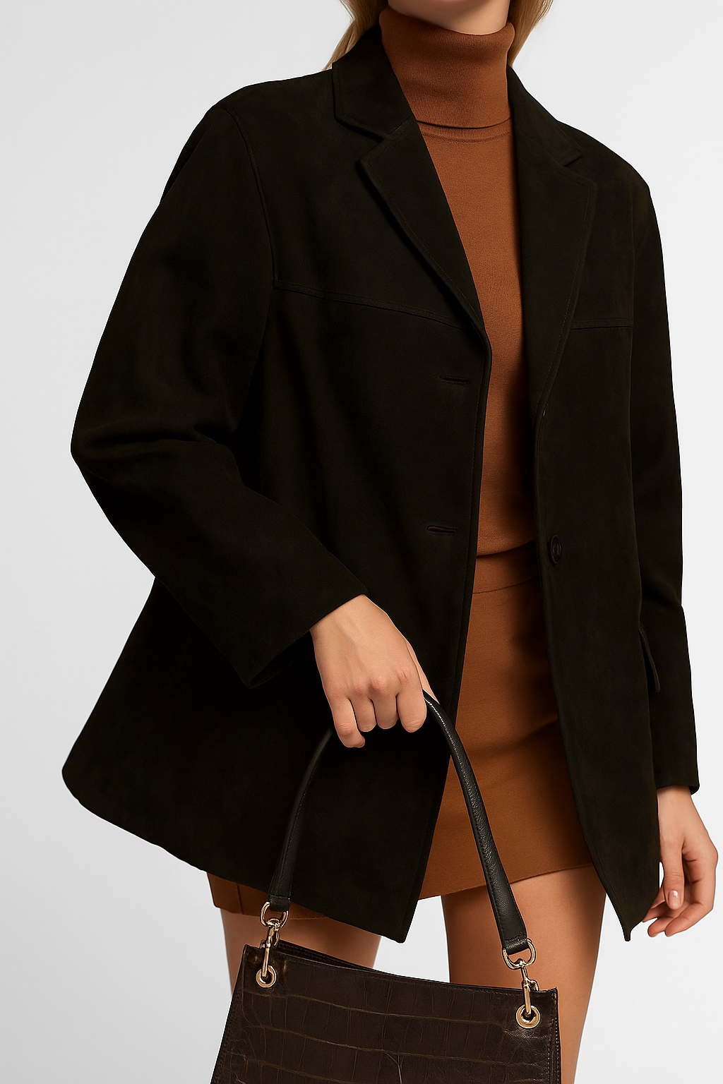 Classic Suede Blazer for Women - Elegant Parisian Style Jacket for Casual or Formal Wear