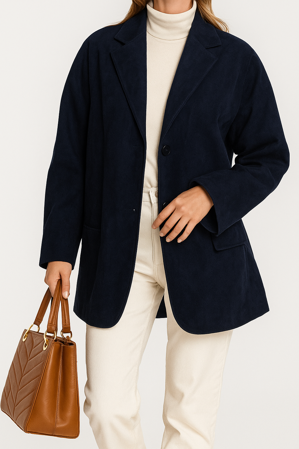 Classic Suede Blazer for Women - Elegant Parisian Style Jacket for Casual or Formal Wear