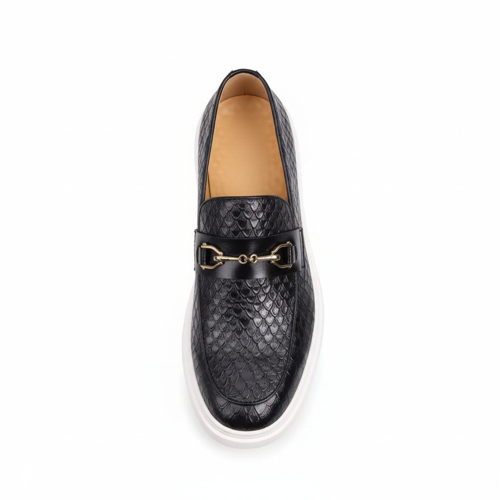 Croc Embossed Leather Loafers for Men - Stylish Casual Footwear for Everyday Wear