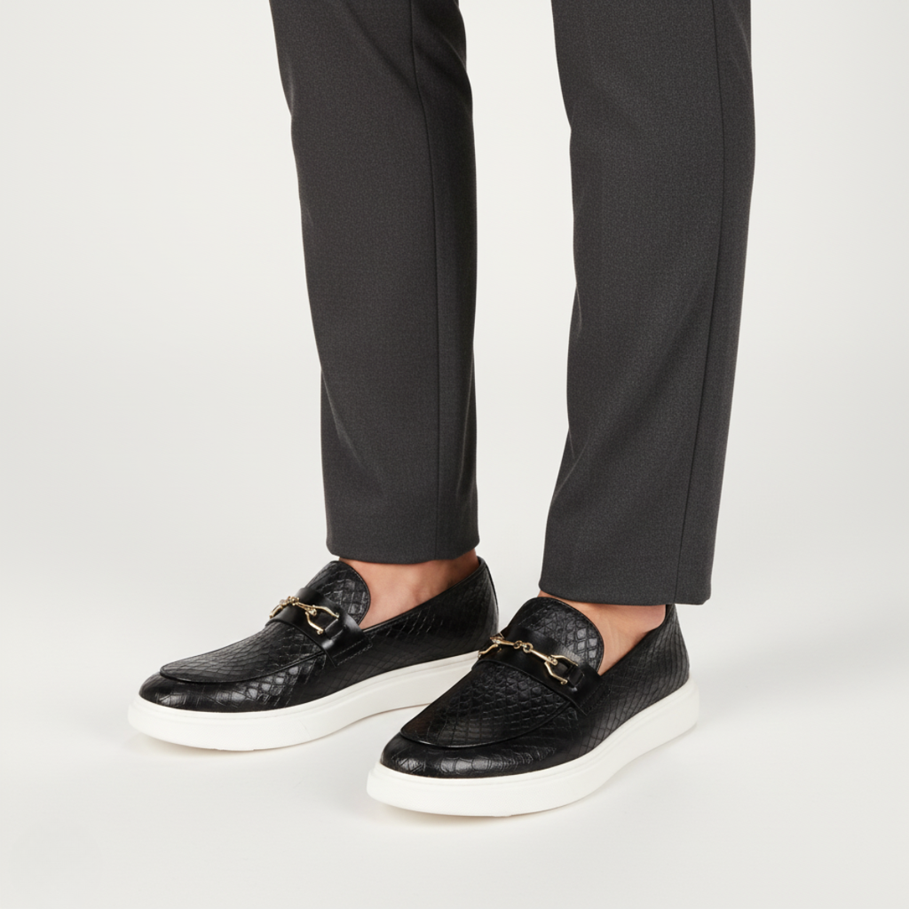 Croc Embossed Leather Loafers for Men - Stylish Casual Footwear for Everyday Wear