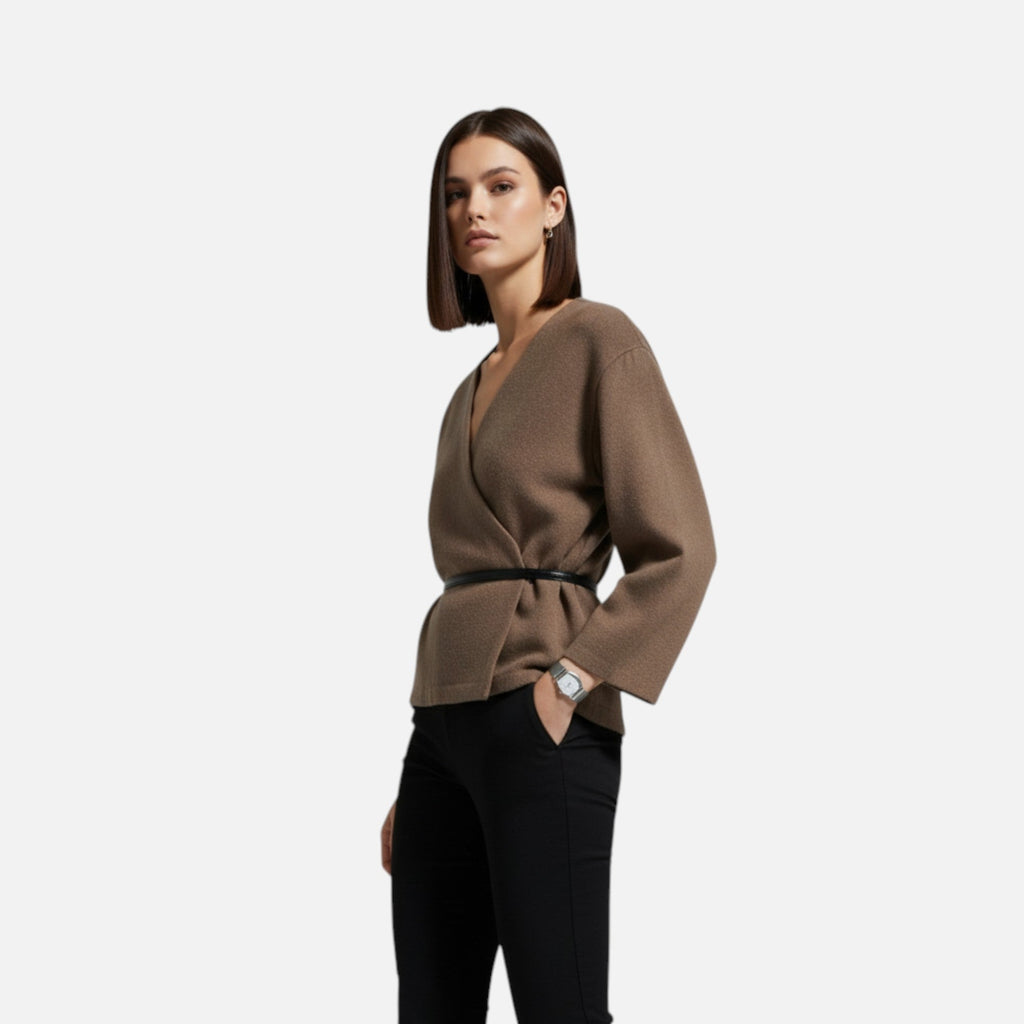 Elegant Women's Wrap Sweater in Soft Knit Fabric for Casual or Dressy Occasions