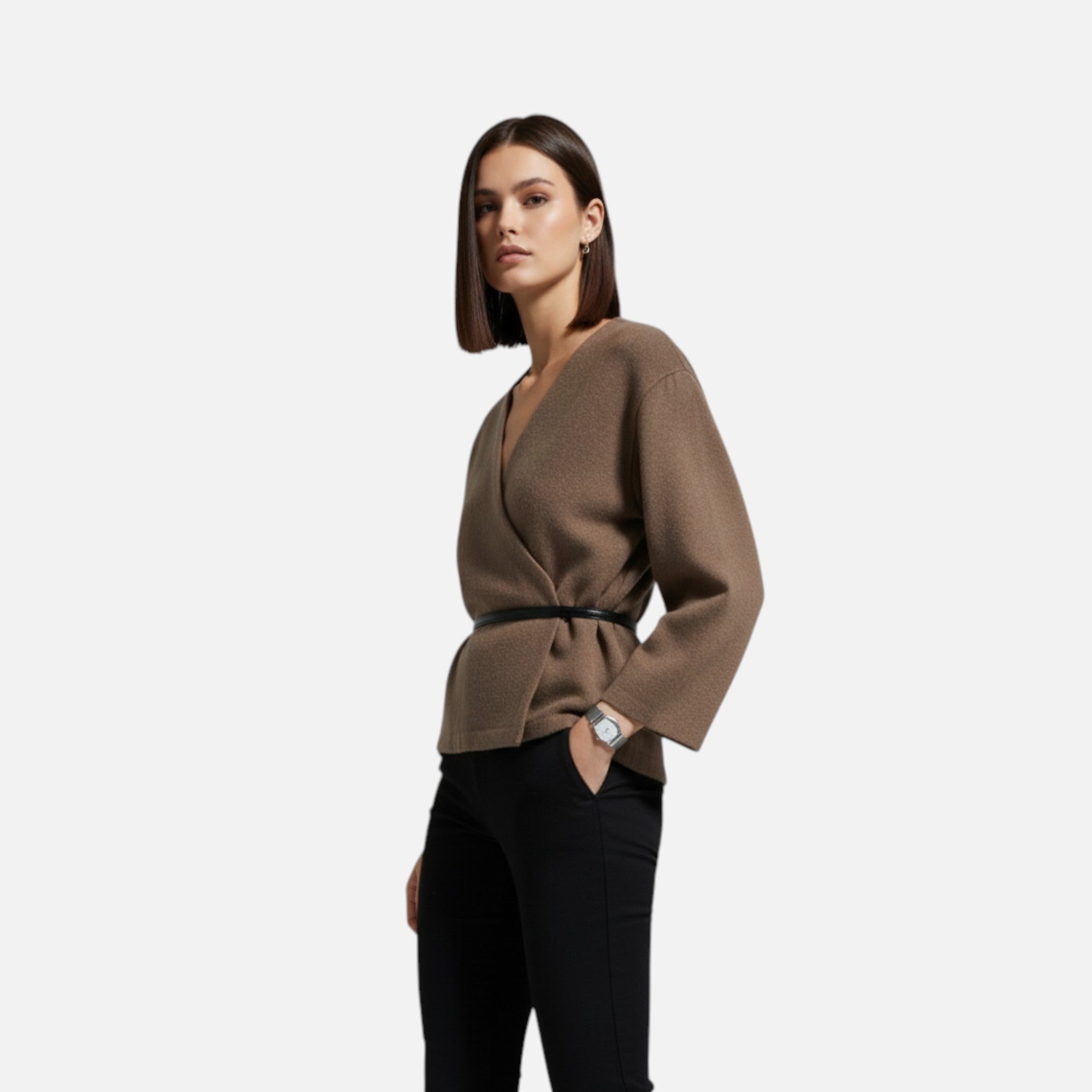 Elegant Women's Wrap Sweater in Soft Knit Fabric for Casual or Dressy Occasions