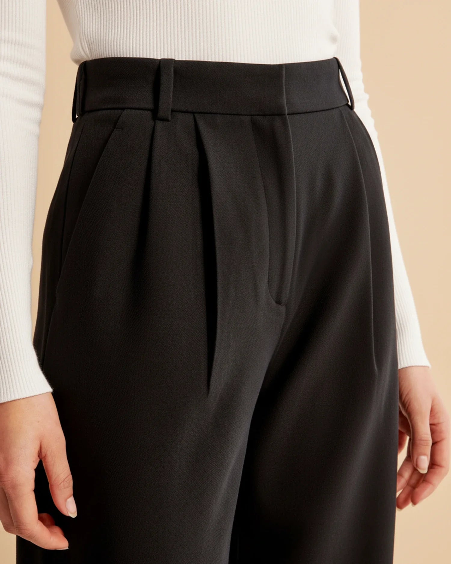 High Waist Pleated Leg Trousers | Tailored Fit | Women's Dress Pants for Office or Casual Wear