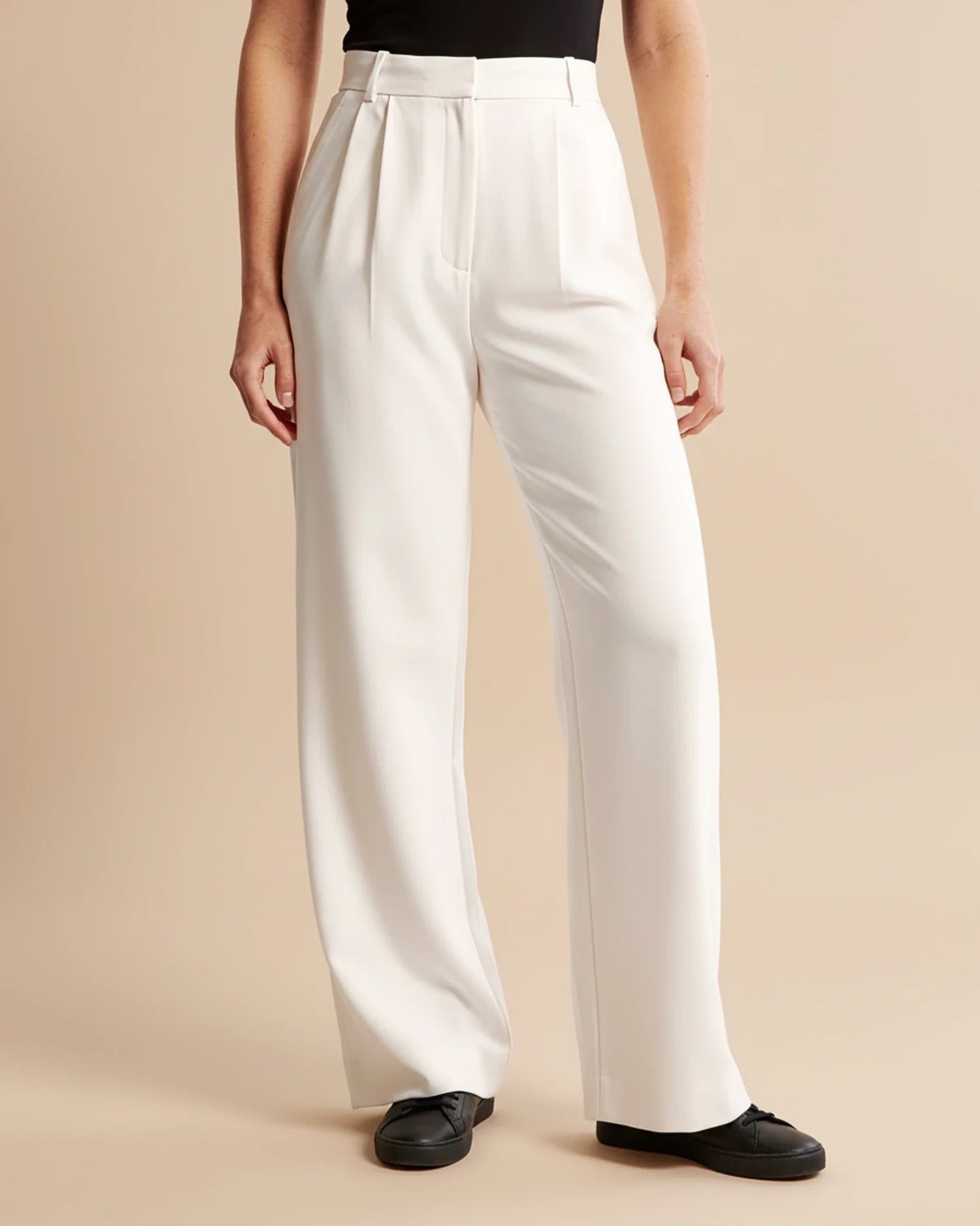 High Waist Pleated Leg Trousers | Tailored Fit | Women's Dress Pants for Office or Casual Wear