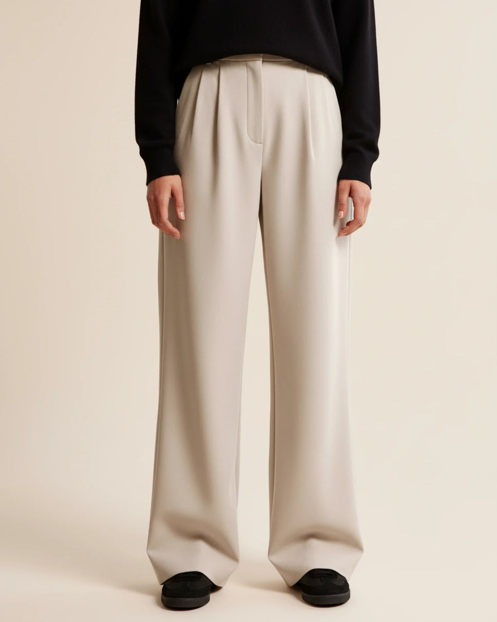 High Waist Pleated Leg Trousers | Tailored Fit | Women's Dress Pants for Office or Casual Wear