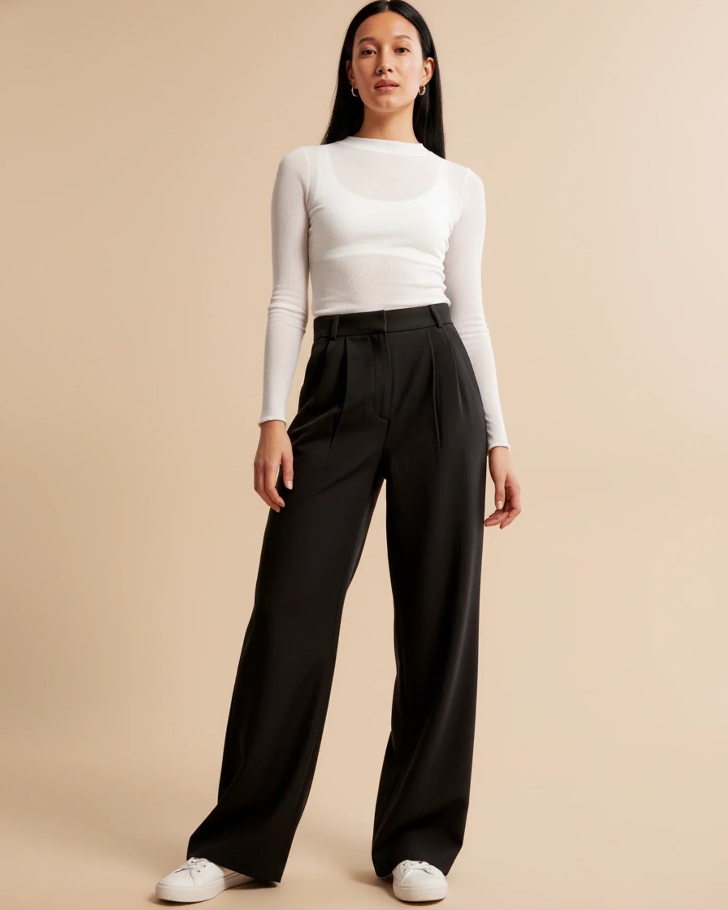 High Waist Pleated Leg Trousers | Tailored Fit | Women's Dress Pants for Office or Casual Wear