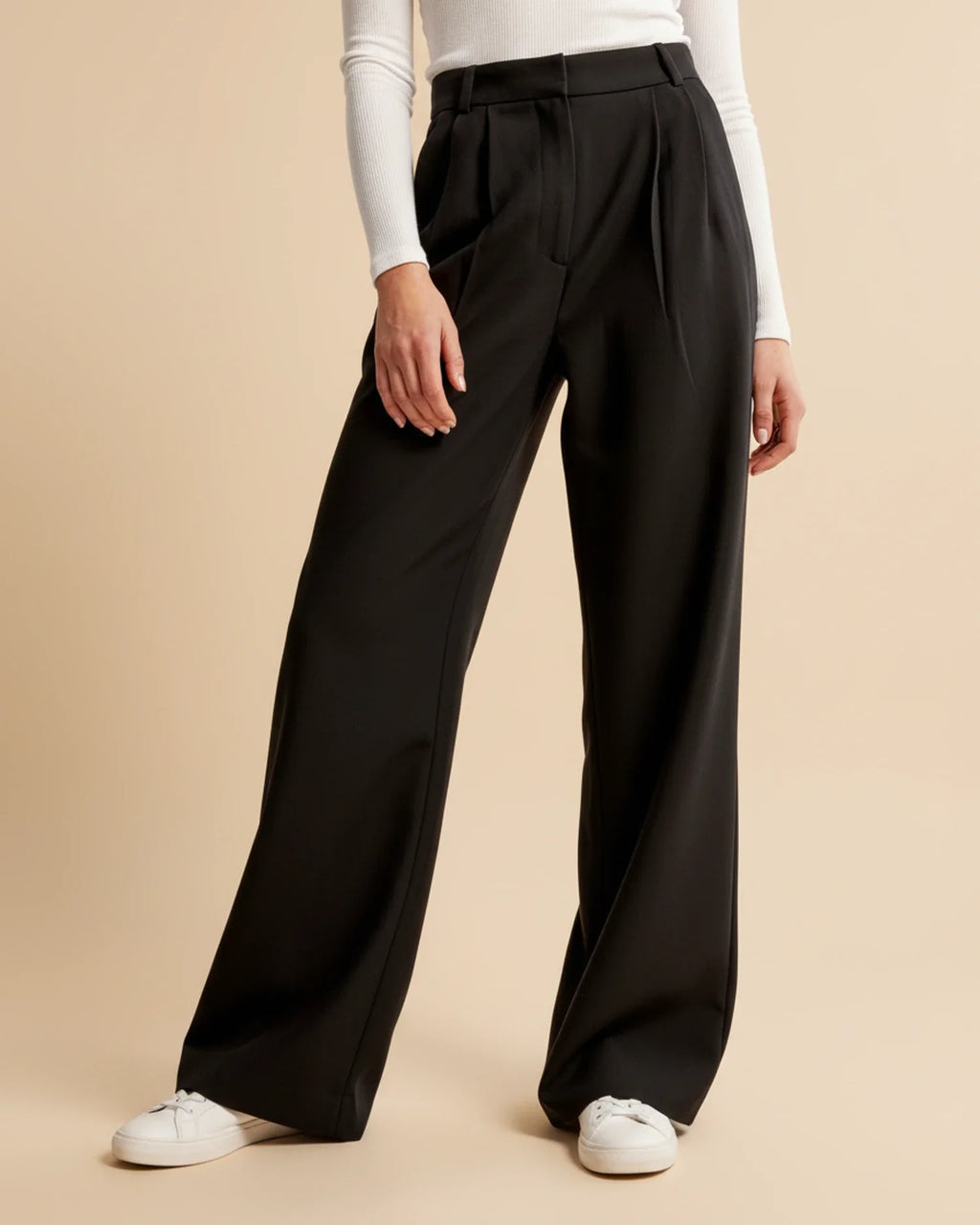 High Waist Pleated Leg Trousers | Tailored Fit | Women's Dress Pants for Office or Casual Wear