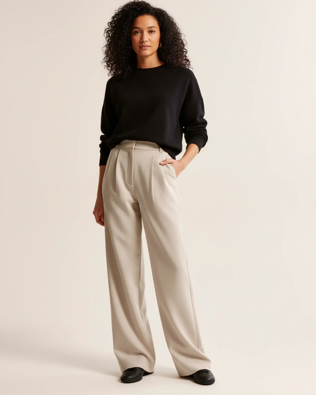 High Waist Pleated Leg Trousers | Tailored Fit | Women's Dress Pants for Office or Casual Wear