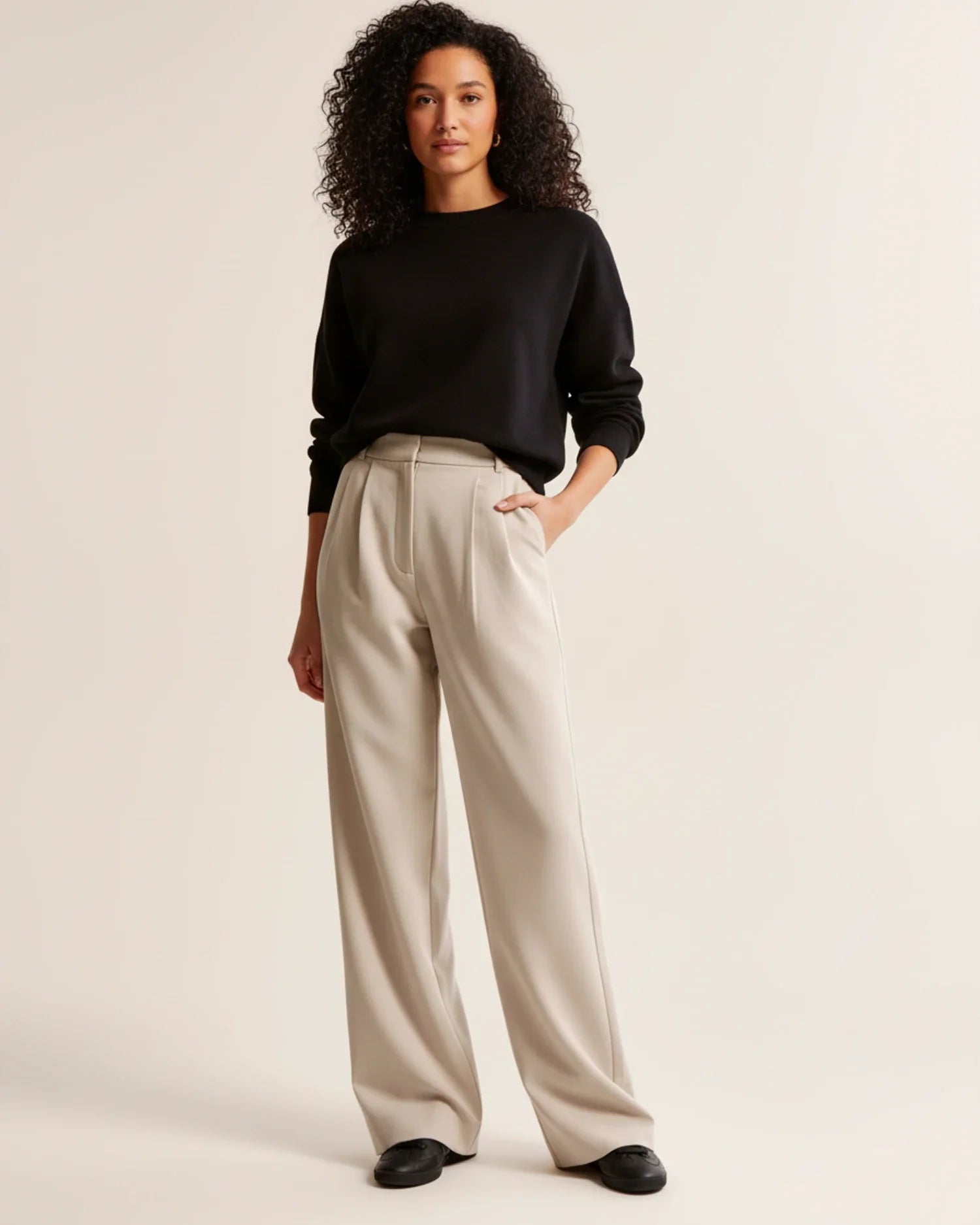 High Waist Pleated Leg Trousers | Tailored Fit | Women's Dress Pants for Office or Casual Wear