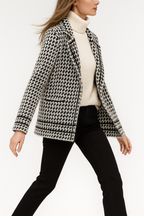 Houndstooth Knit Jacket for Women - Stylish Warm Layering Piece for Casual or Office Wear