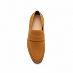 Khaki Suede Penny Loafers for Men - Casual Slip-On Shoes for Everyday Wear