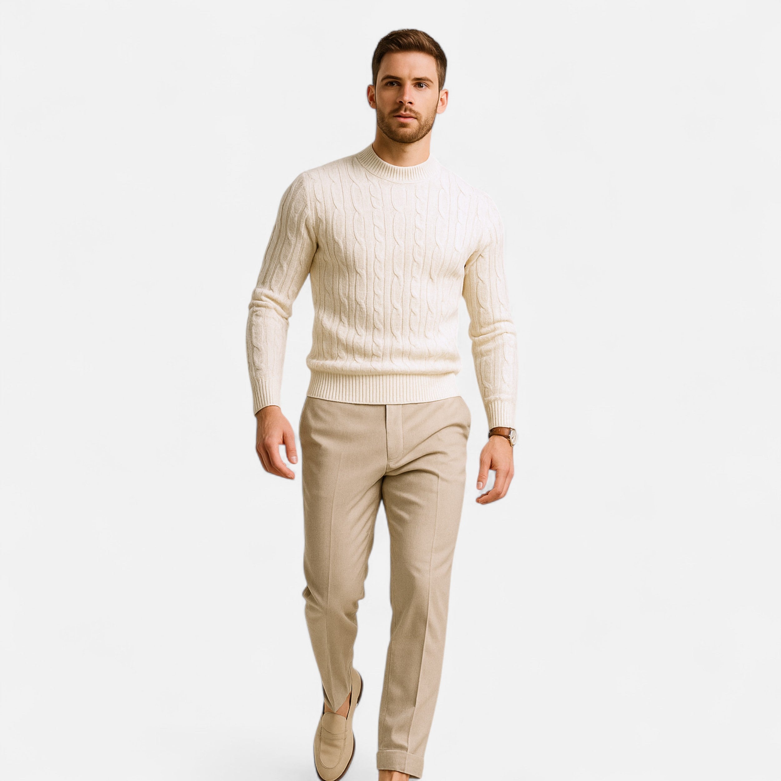 Men's Classic Crewneck Knit Sweater - Soft Cotton Blend - Casual Everyday Wear