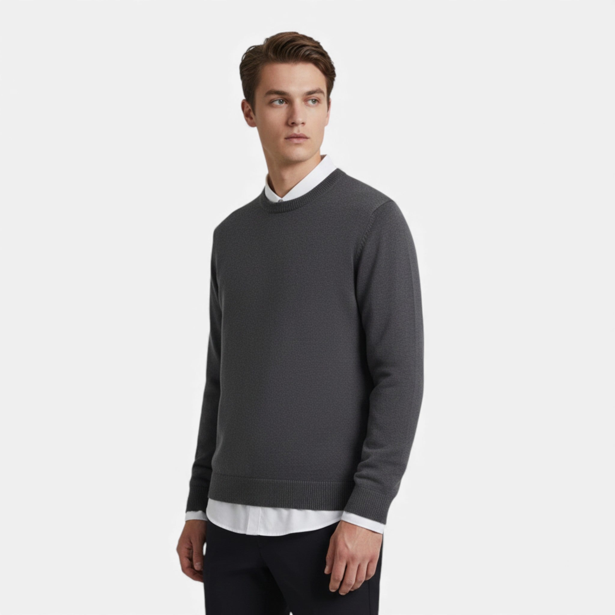 Men's Crew Neck Knit Sweater - Soft Cotton Blend - Casual Wear