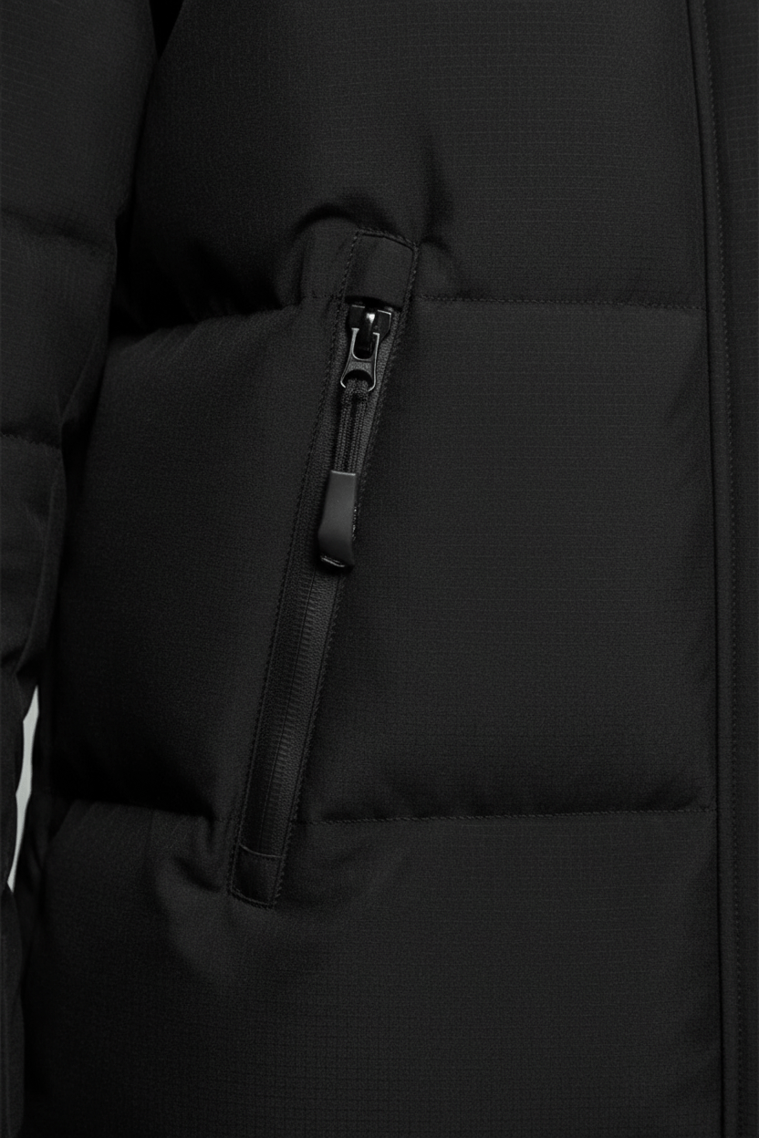 Men's Insulated Long Hooded Jacket - Water-Resistant Outerwear for Cold Weather and Casual Wear