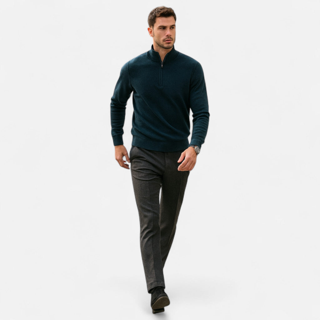 Men's Merino Wool Half-Zip Sweater | Lightweight Knit Pullover for Casual Wear and Layering