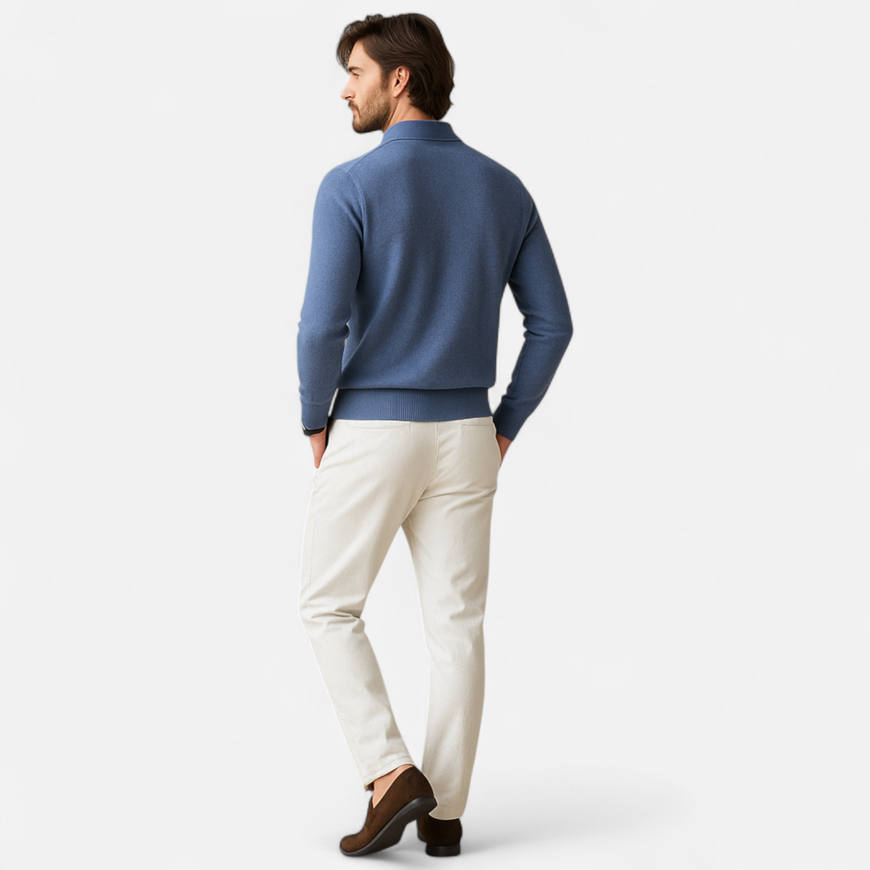 Men's Merino Wool Polo Sweater | Classic Fit | Lightweight Knit for Casual Wear