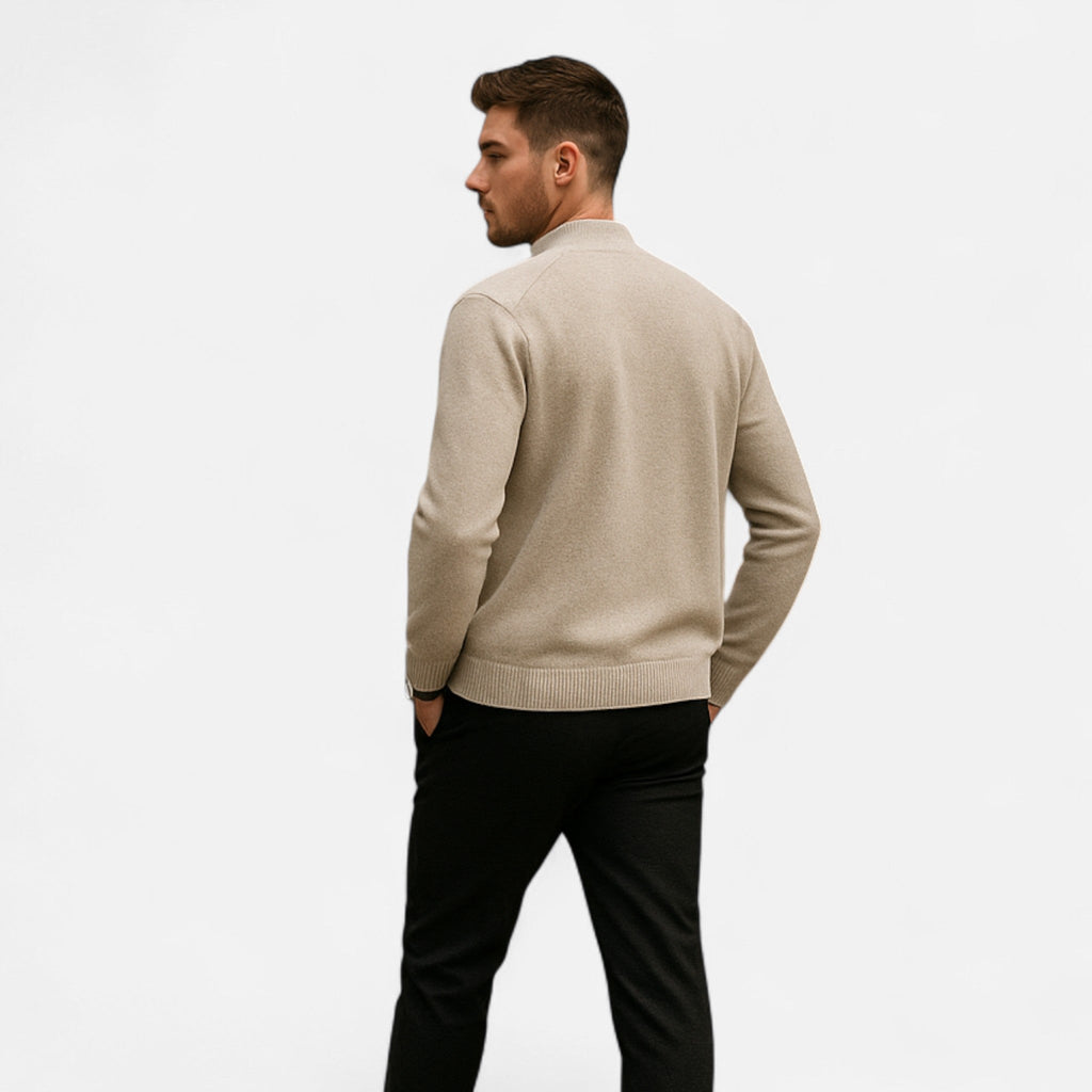 Men's Merino Wool Zip Sweater | Lightweight Knit Pullover for Casual Wear and Layering