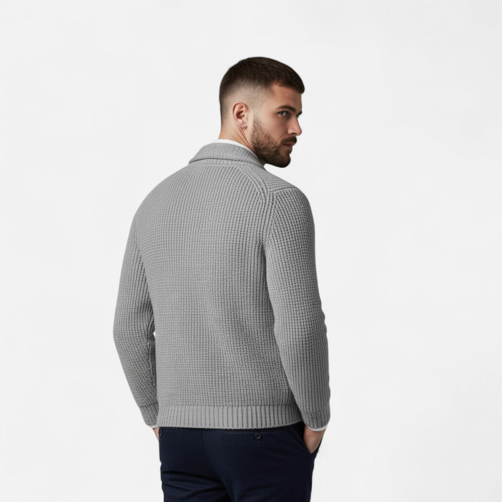 Men's Premium Wool Cardigan - Classic Slim Fit Button-Up for Casual or Formal Wear