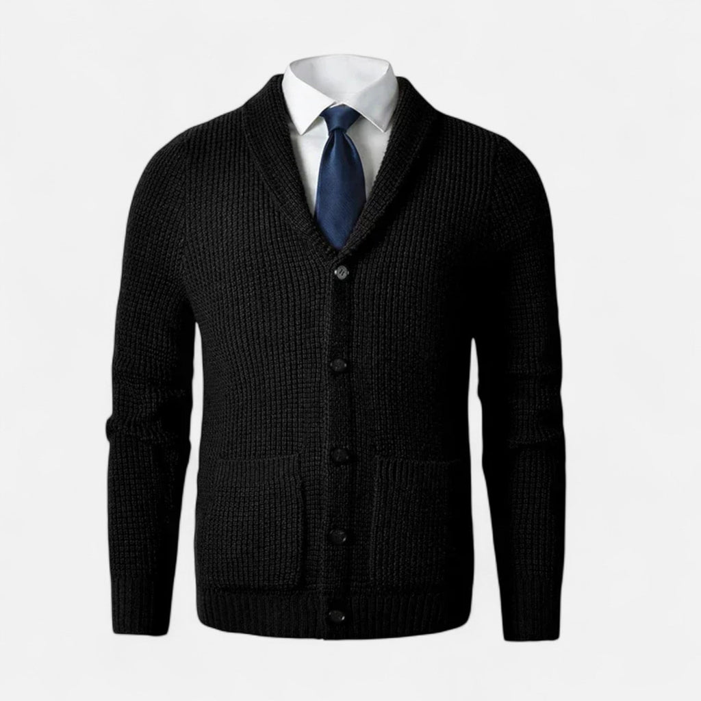 Men's Premium Wool Cardigan - Classic Slim Fit Button-Up for Casual or Formal Wear
