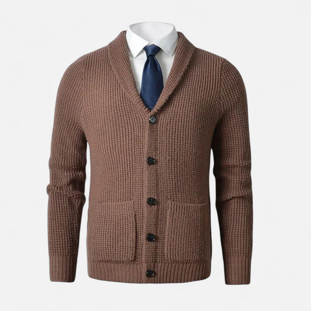 Men's Premium Wool Cardigan - Classic Slim Fit Button-Up for Casual or Formal Wear