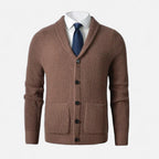 Men's Premium Wool Cardigan - Classic Slim Fit Button-Up for Casual or Formal Wear