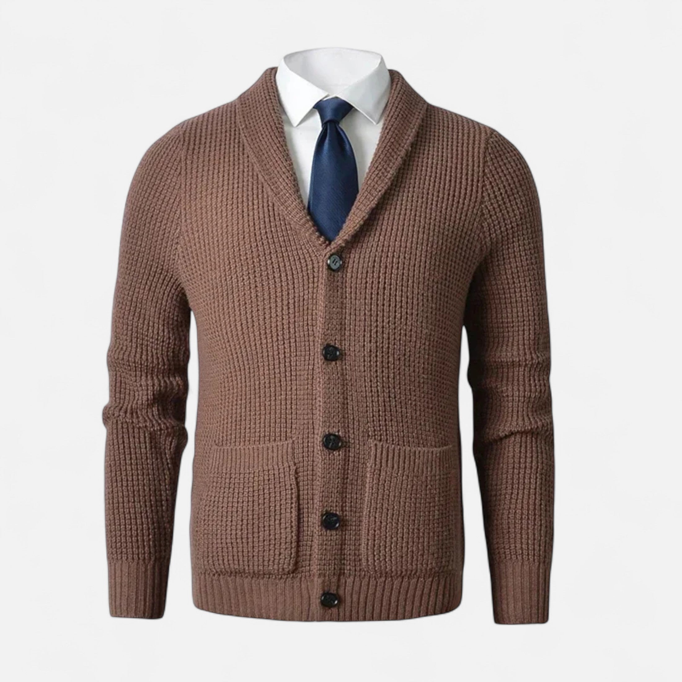 Men's Premium Wool Cardigan - Classic Slim Fit Button-Up for Casual or Formal Wear