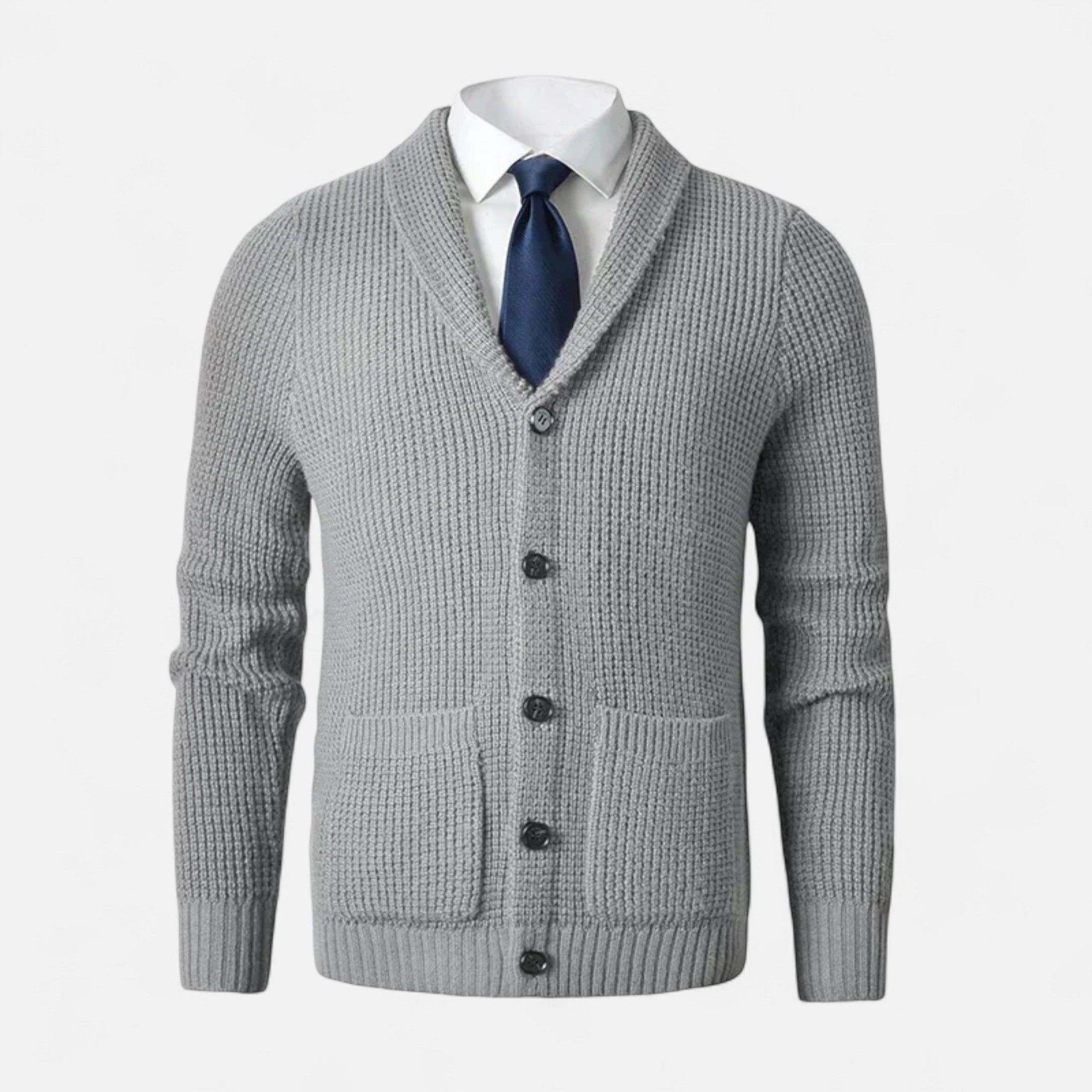 Men's Premium Wool Cardigan - Classic Slim Fit Button-Up for Casual or Formal Wear