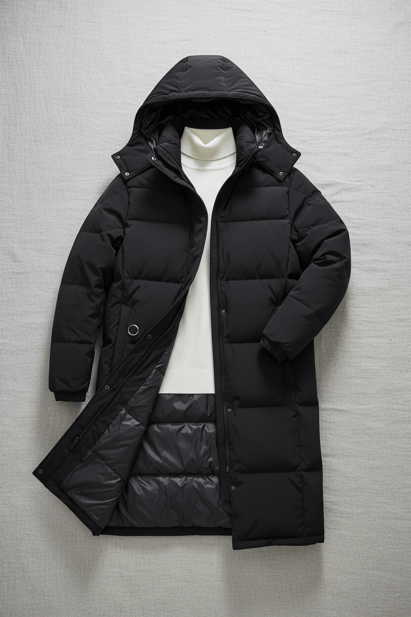 Men's Quilted Hooded Puffer Coat - Warm Insulation, Relaxed Fit for Casual Wear, Ideal for Cold Weather
