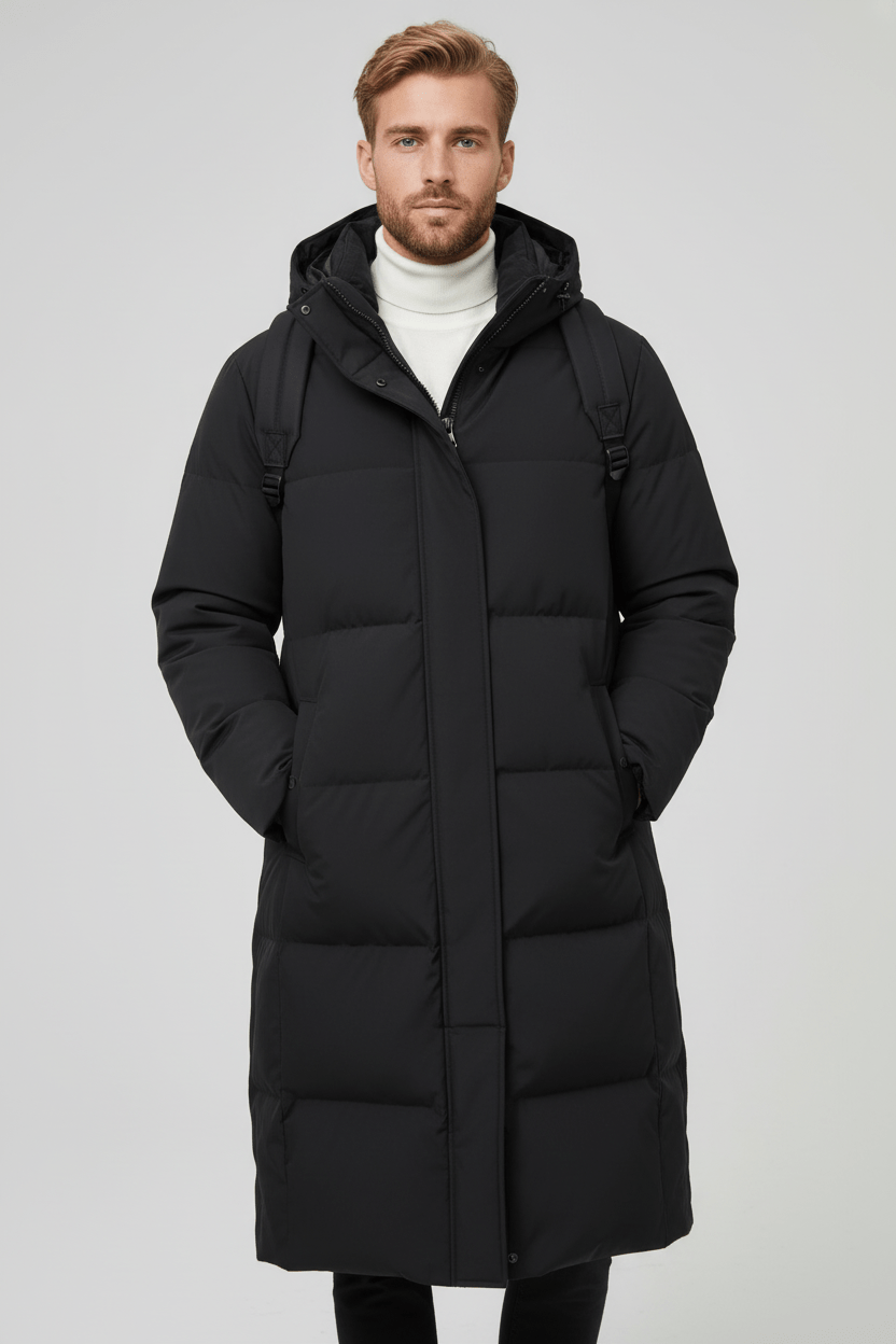 Men's Quilted Hooded Puffer Coat - Warm Insulation, Relaxed Fit for Casual Wear, Ideal for Cold Weather