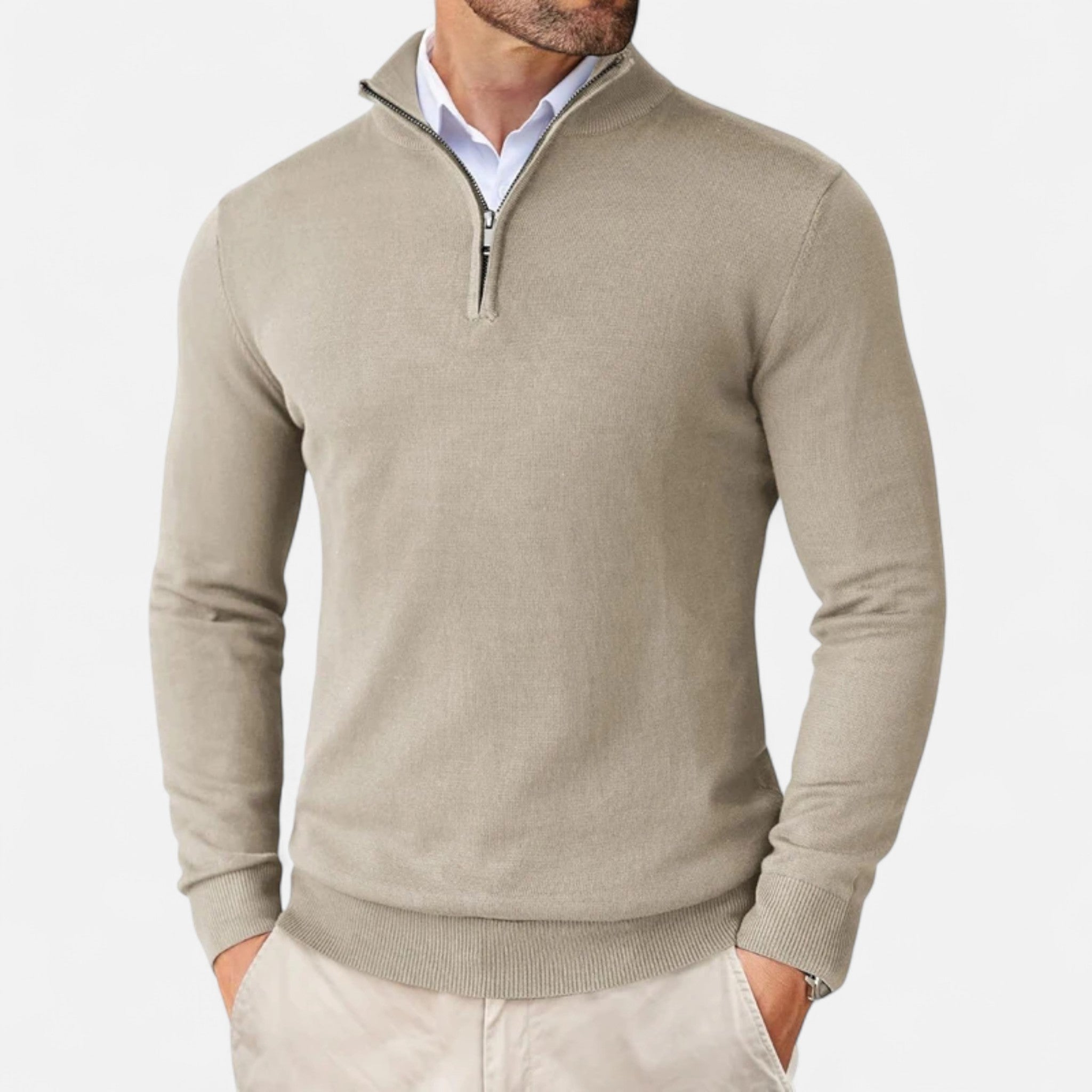 Men's Slim-Fit Quarter-Zip Sweater | Lightweight Knit Pullover for Casual Wear