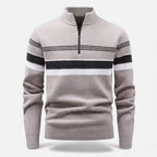 Men's Thick Striped Knit Half-Zip Sweater | Warm, Casual Style for Everyday Wear